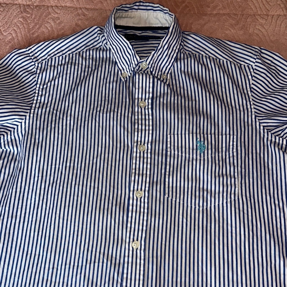 U.S. Polo Assn. Navy and White Striped Button Down Shirt
